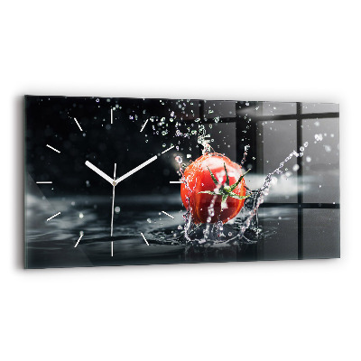 Glass wall clock rectangular Tomato