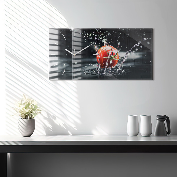 Glass wall clock rectangular Tomato