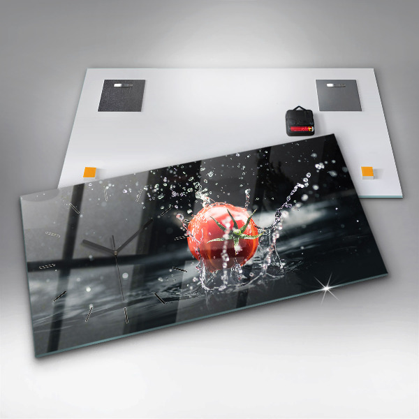 Glass wall clock rectangular Tomato