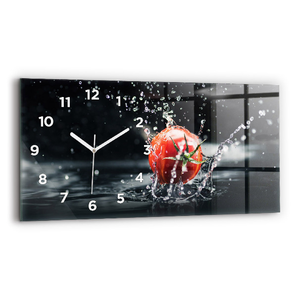 Glass wall clock rectangular Tomato