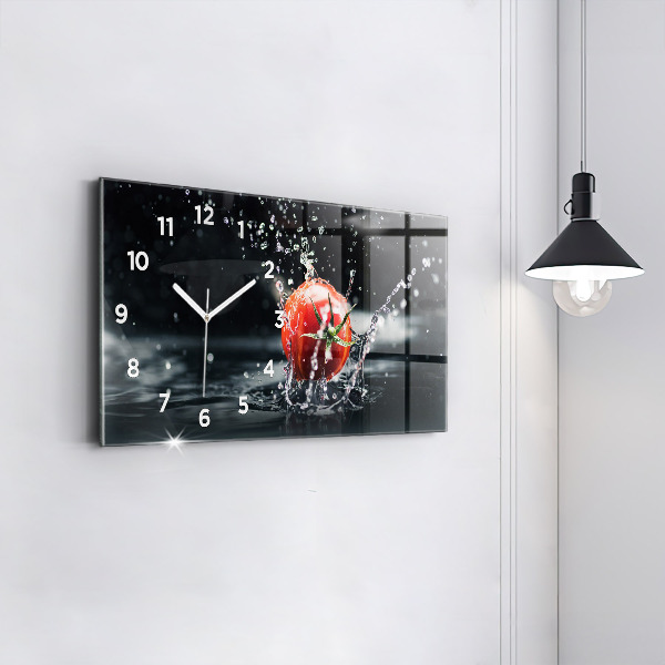 Glass wall clock rectangular Tomato
