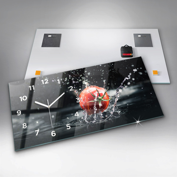 Glass wall clock rectangular Tomato