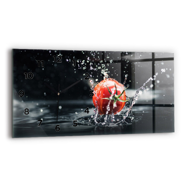 Glass wall clock rectangular Tomato