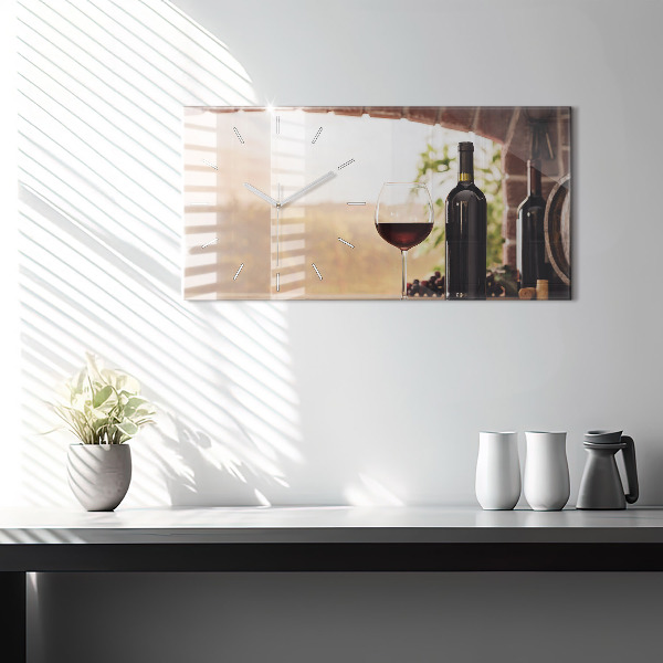 Glass wall clock rectangular Bottles of wine