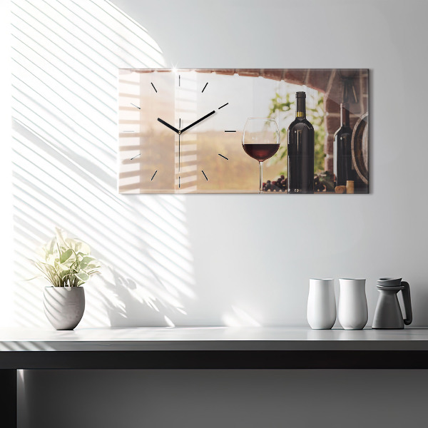 Glass wall clock rectangular Bottles of wine