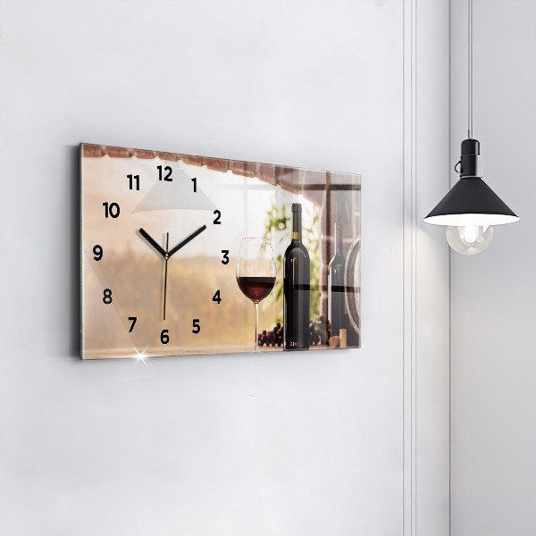 Glass wall clock rectangular Bottles of wine