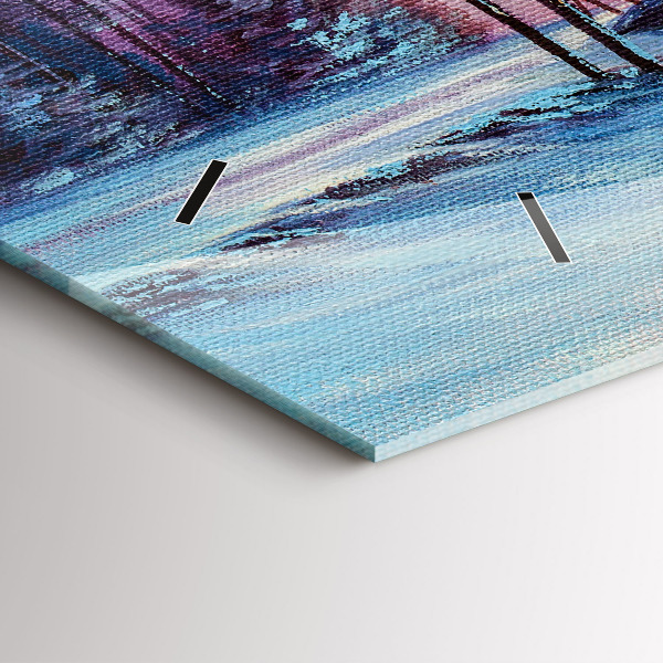 Glass wall clock rectangular Christmas tree and bridge