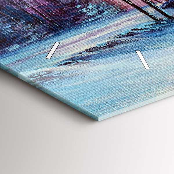 Glass wall clock rectangular Christmas tree and bridge