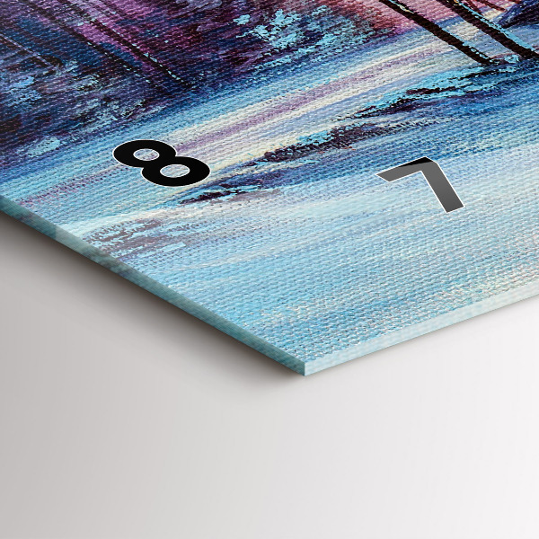 Glass wall clock rectangular Christmas tree and bridge