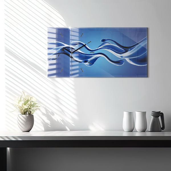 Glass wall clock rectangular Liquid abstraction