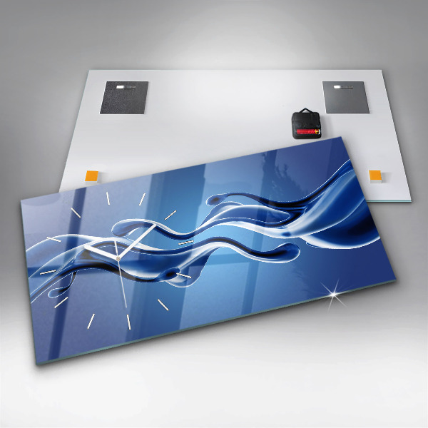 Glass wall clock rectangular Liquid abstraction