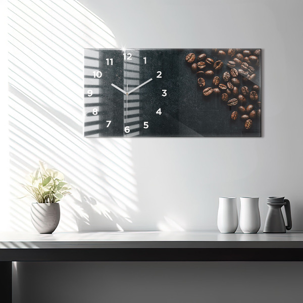 Glass wall clock rectangular Coffee beans