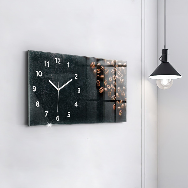 Glass wall clock rectangular Coffee beans