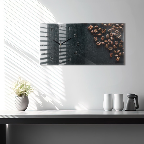 Glass wall clock rectangular Coffee beans