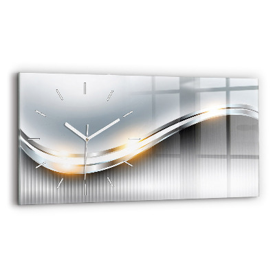 Glass wall clock rectangular Metal abstraction