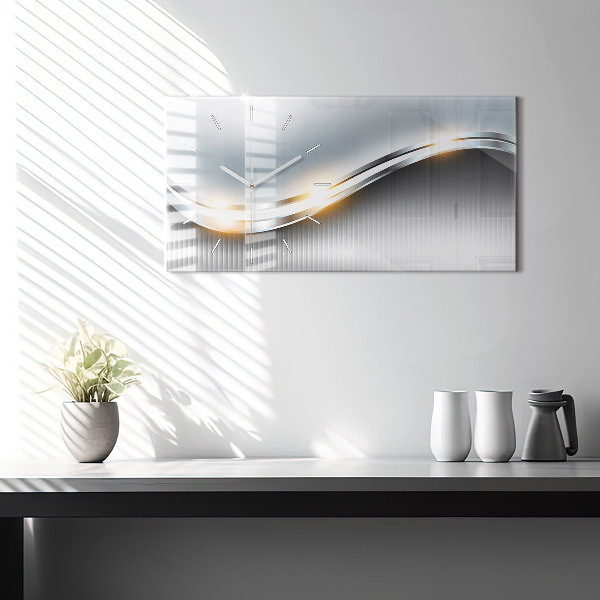 Glass wall clock rectangular Metal abstraction