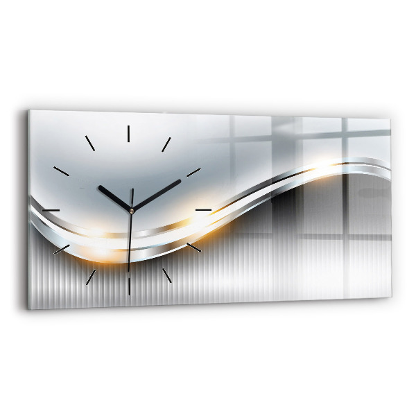 Glass wall clock rectangular Metal abstraction