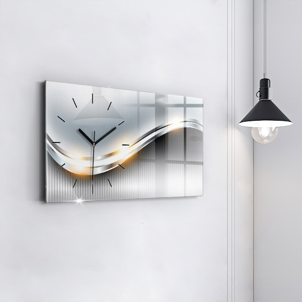 Glass wall clock rectangular Metal abstraction