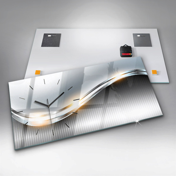 Glass wall clock rectangular Metal abstraction