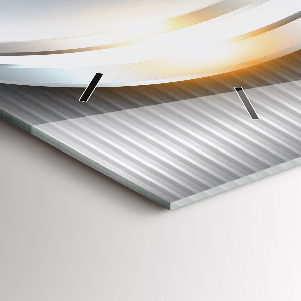 Glass wall clock rectangular Metal abstraction