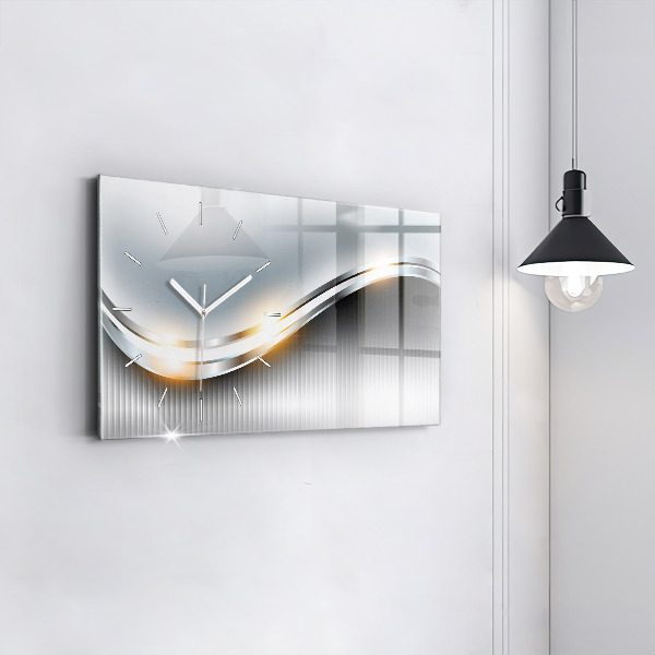 Glass wall clock rectangular Metal abstraction