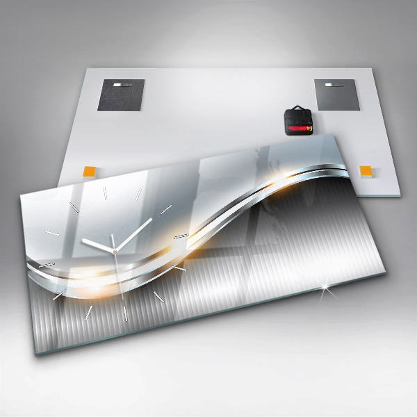 Glass wall clock rectangular Metal abstraction