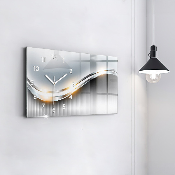 Glass wall clock rectangular Metal abstraction