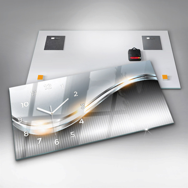 Glass wall clock rectangular Metal abstraction