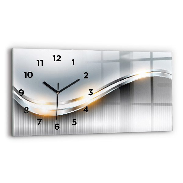 Glass wall clock rectangular Metal abstraction