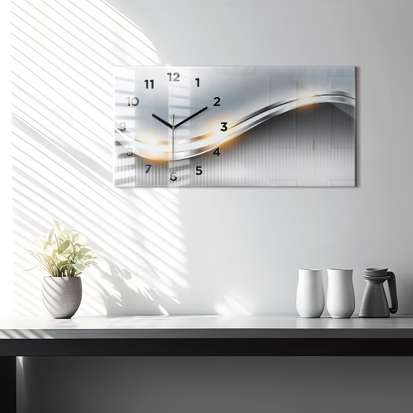 Glass wall clock rectangular Metal abstraction