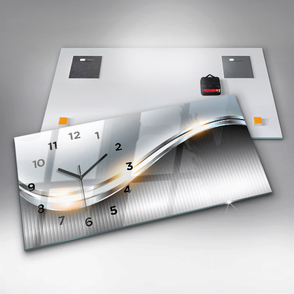 Glass wall clock rectangular Metal abstraction