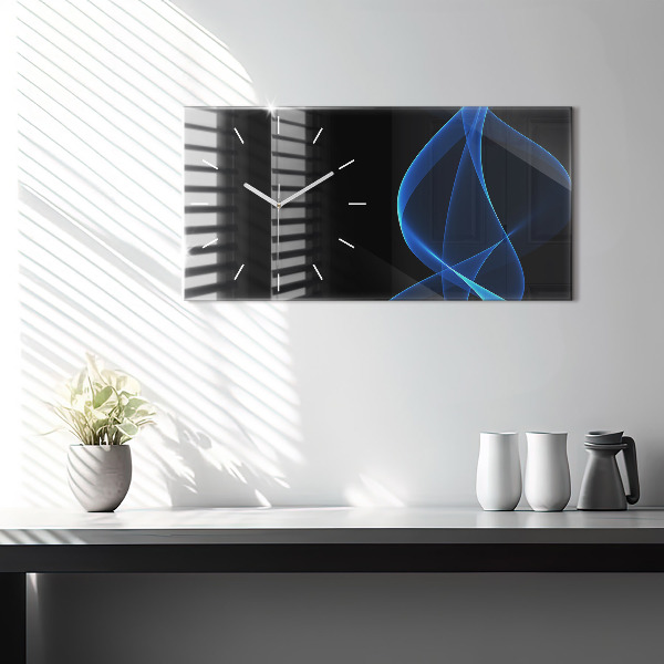 Glass wall clock rectangular Blue lines