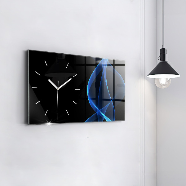 Glass wall clock rectangular Blue lines