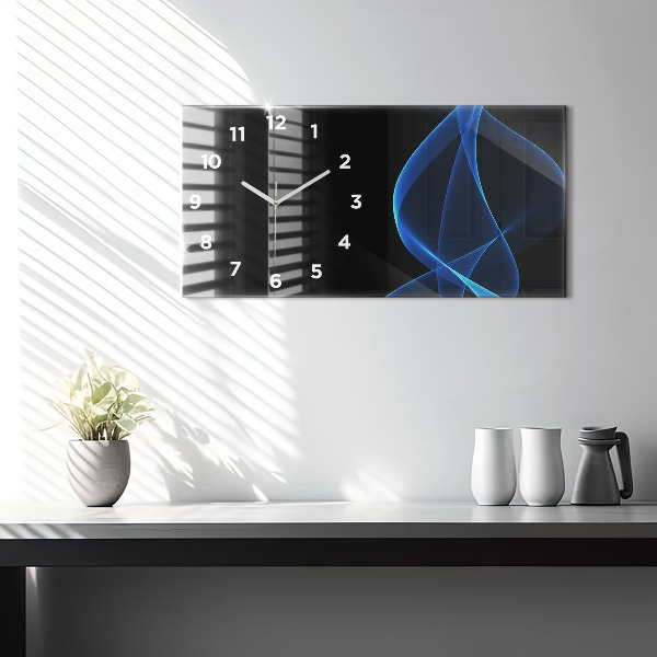 Glass wall clock rectangular Blue lines