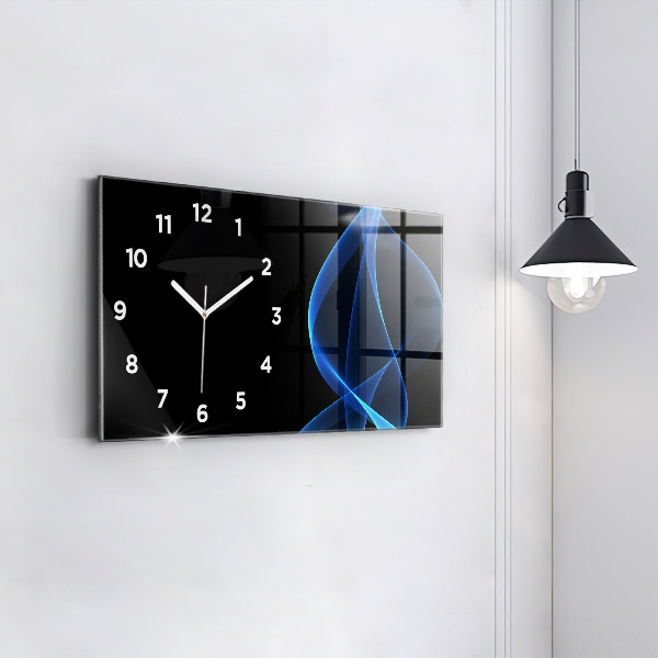 Glass wall clock rectangular Blue lines