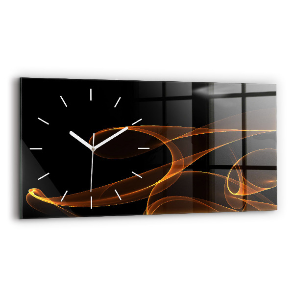 Glass wall clock rectangular Orange lines