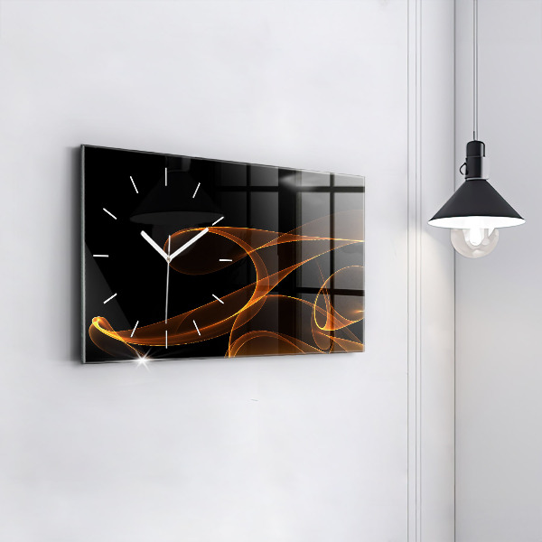 Glass wall clock rectangular Orange lines