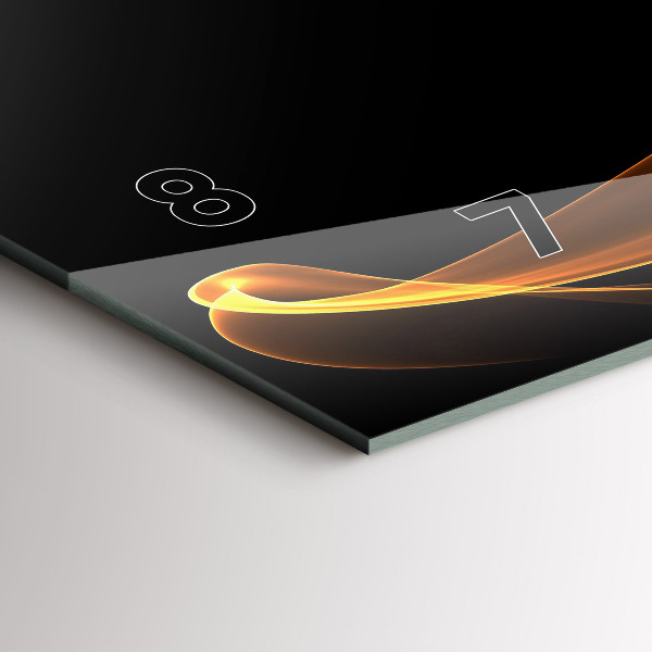 Glass wall clock rectangular Orange lines