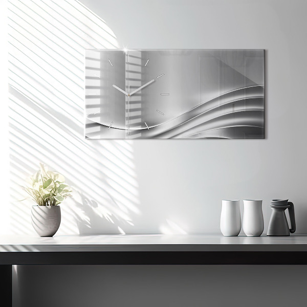 Glass wall clock rectangular Silver abstraction