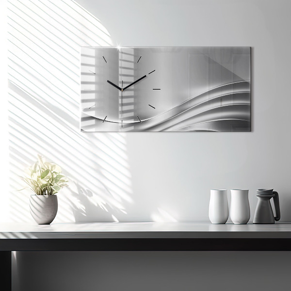 Glass wall clock rectangular Silver abstraction