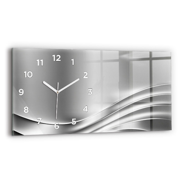 Glass wall clock rectangular Silver abstraction