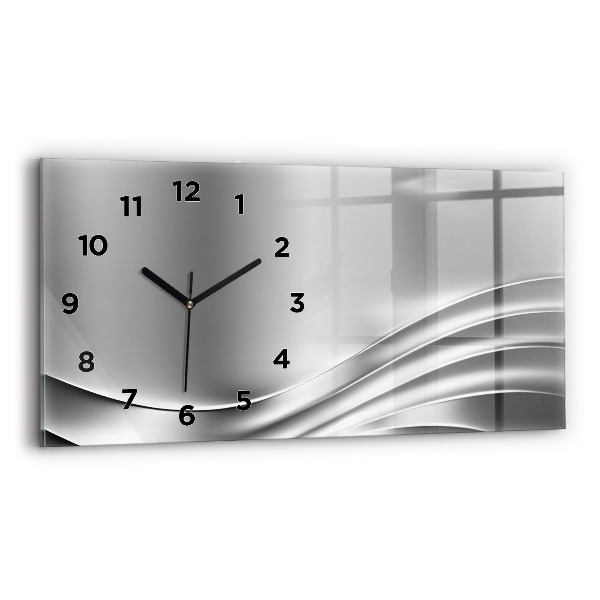 Glass wall clock rectangular Silver abstraction