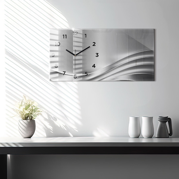 Glass wall clock rectangular Silver abstraction
