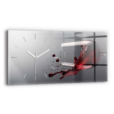 Glass wall clock rectangular A glass of red wine