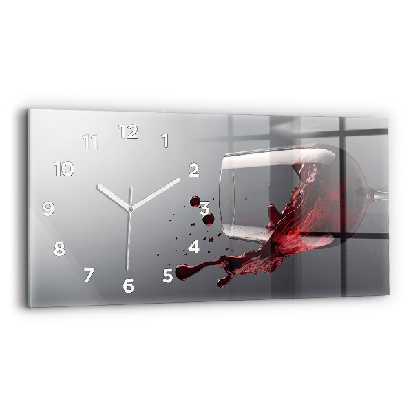 Glass wall clock rectangular A glass of red wine