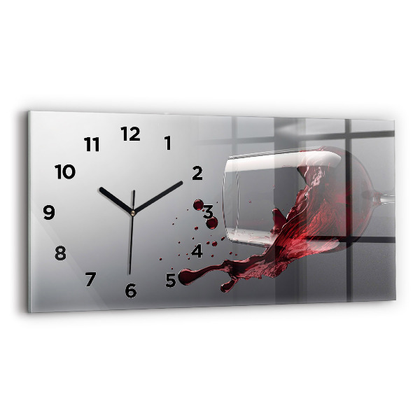 Glass wall clock rectangular A glass of red wine