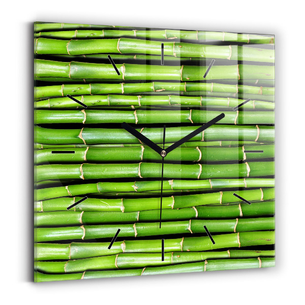Square glass wall clock Asian Bamboo