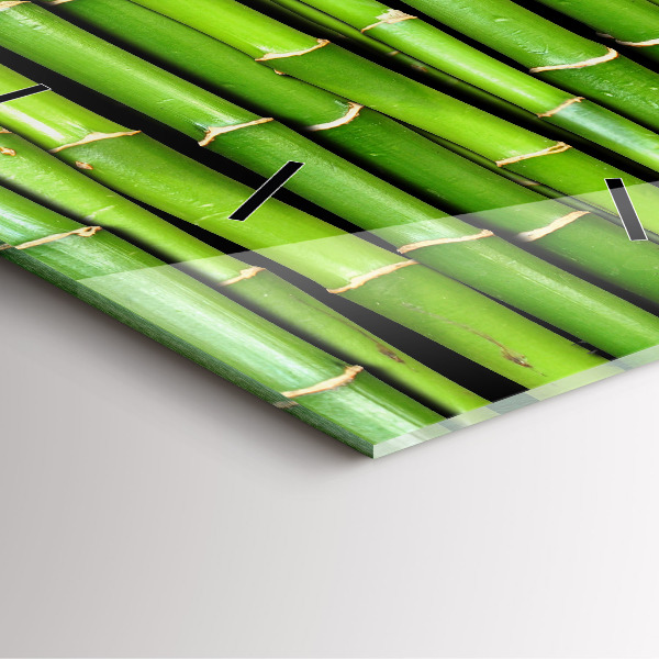 Square glass wall clock Asian Bamboo