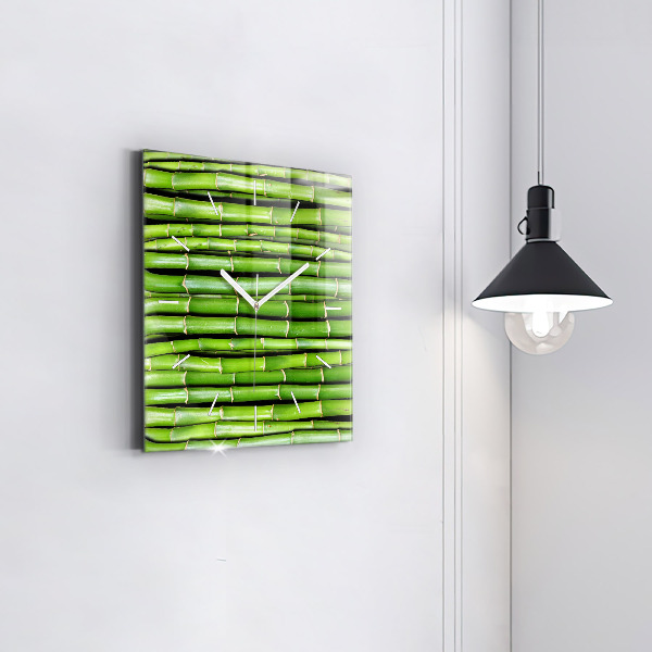 Square glass wall clock Asian Bamboo