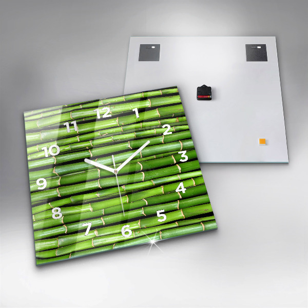 Square glass wall clock Asian Bamboo